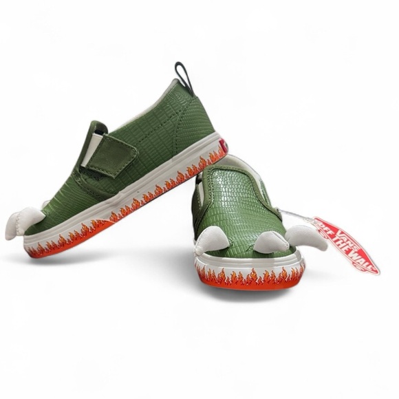 Vans Kids Sneakers with Dinosaur Spikes and Flames - Picture 1 of 6